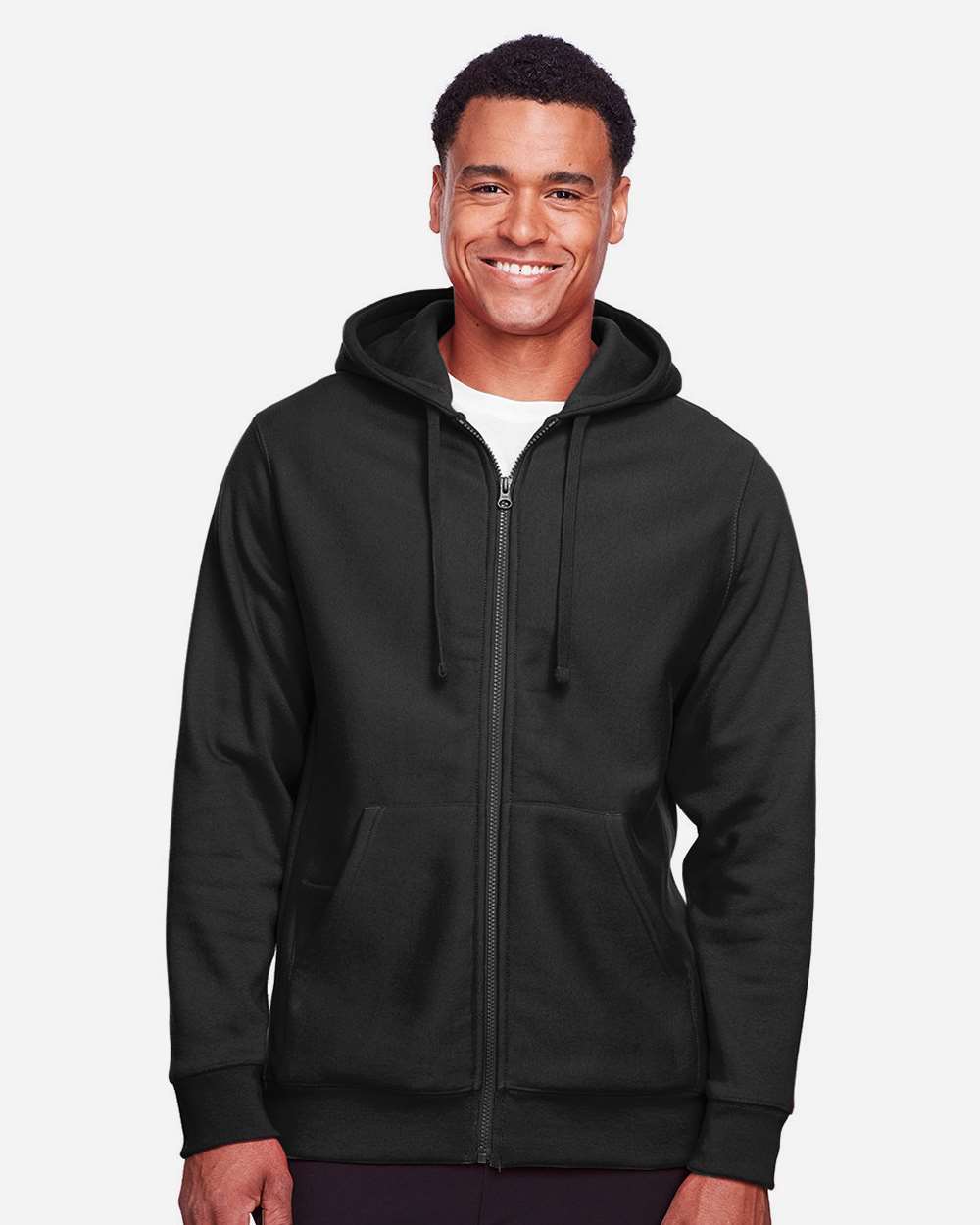 Unisex Zone HydroSport™ Heavyweight Full-Zip Hooded Sweatshirt - OnModelFront - B758D9502 - Black
