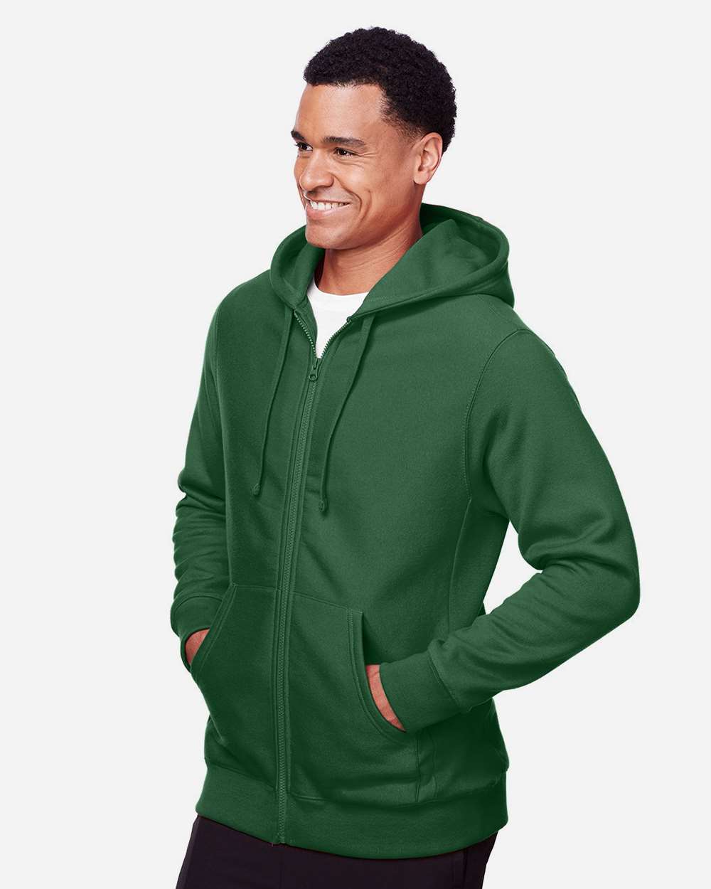 Unisex Zone HydroSport™ Heavyweight Full-Zip Hooded Sweatshirt - OnModelSide - B758D9192 - Sport Dark Green