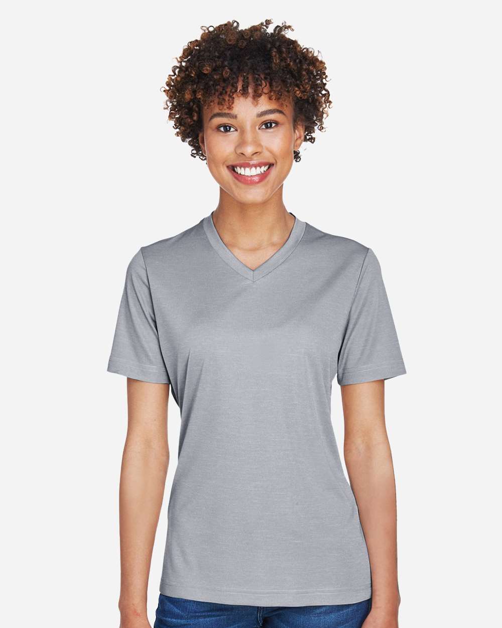 Women's Sonic Heather Performance T-Shirt - OnModelFront - B673D9102 - Athletic Heather