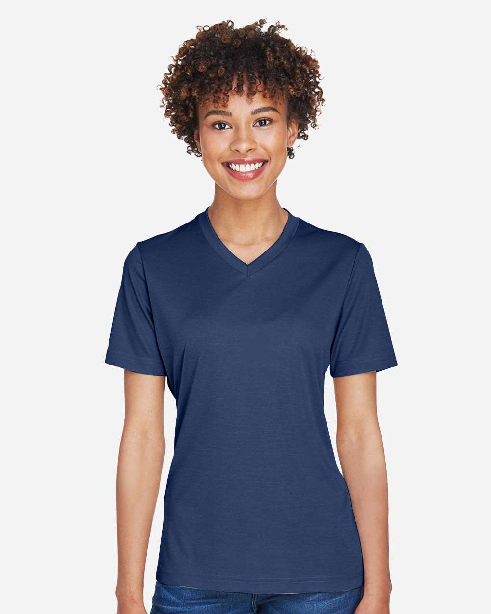 Women's Sonic Heather Performance T-Shirt - OnModelFront - B673D9652 - Sport Dark Navy Heather