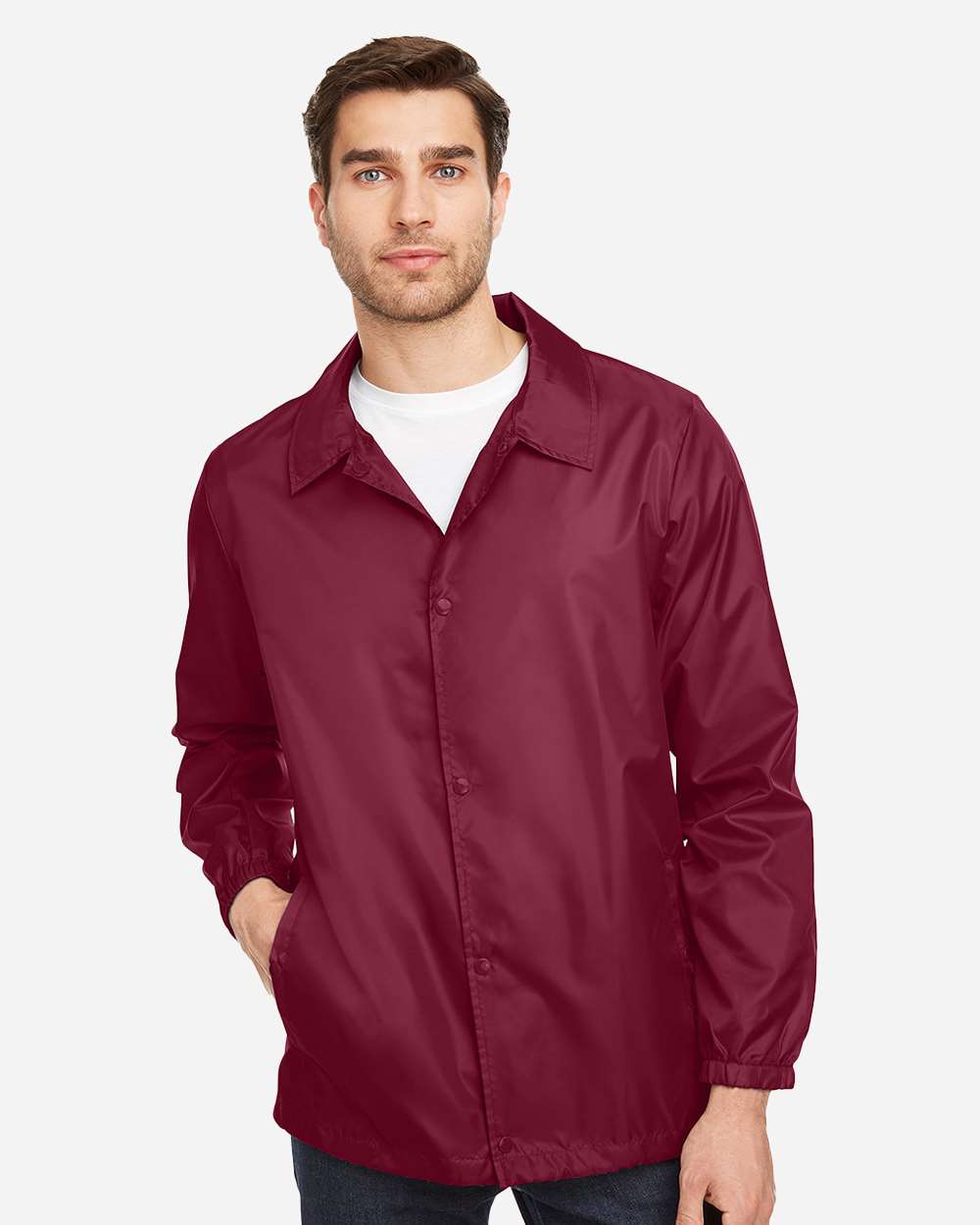 Unisex Zone Protect Coaches Jacket - OnModelFront - B732D9535 - Sport Maroon
