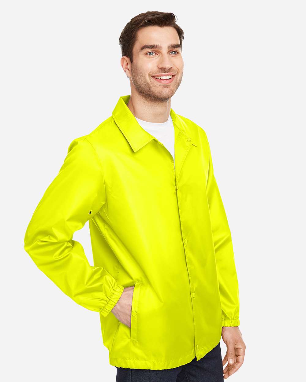 Unisex Zone Protect Coaches Jacket - OnModelSide - B732D9172 - Safety Yellow