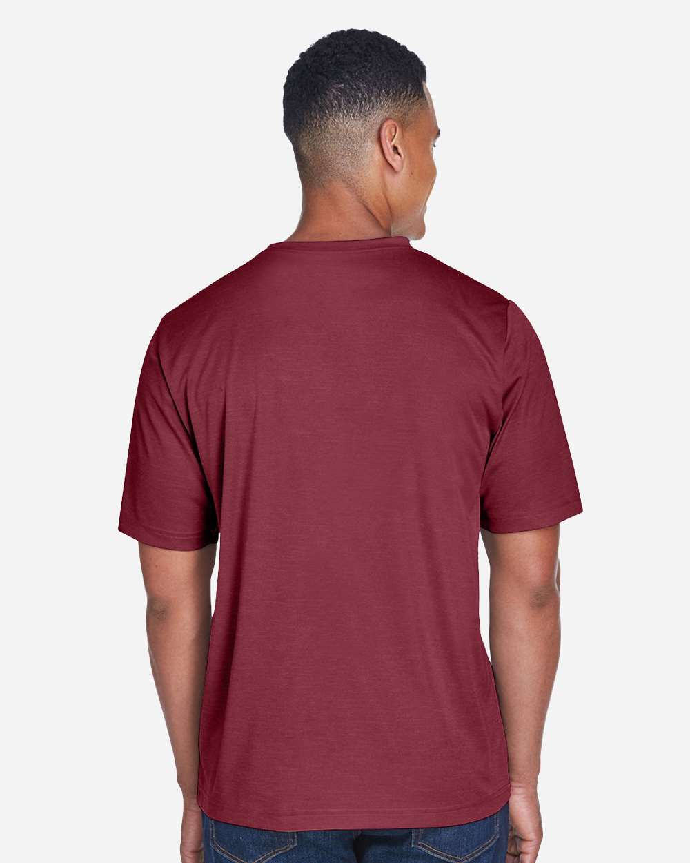 Men's Sonic Heather Performance T-Shirt - OnModelBack - B672D9532 - Sport Maroon Heather