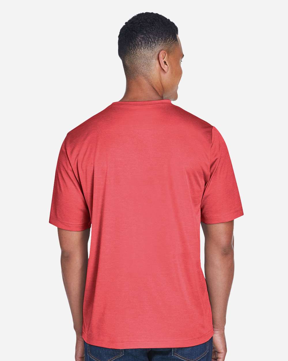 Men's Sonic Heather Performance T-Shirt - OnModelBack - B672D9702 - Sport Red Heather