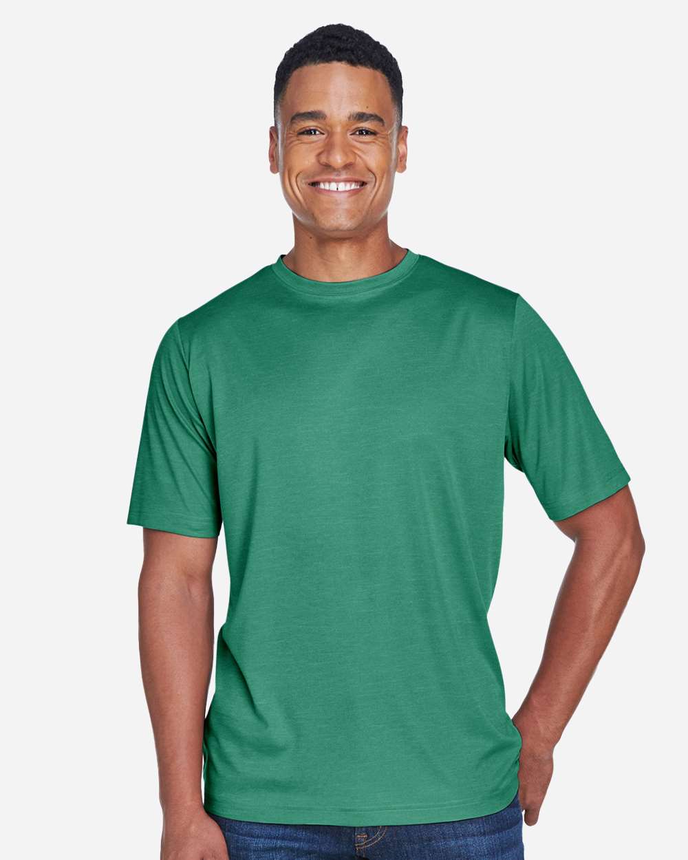 Men's Sonic Heather Performance T-Shirt - OnModelFront - B672D9542 - Sport Forest Heather