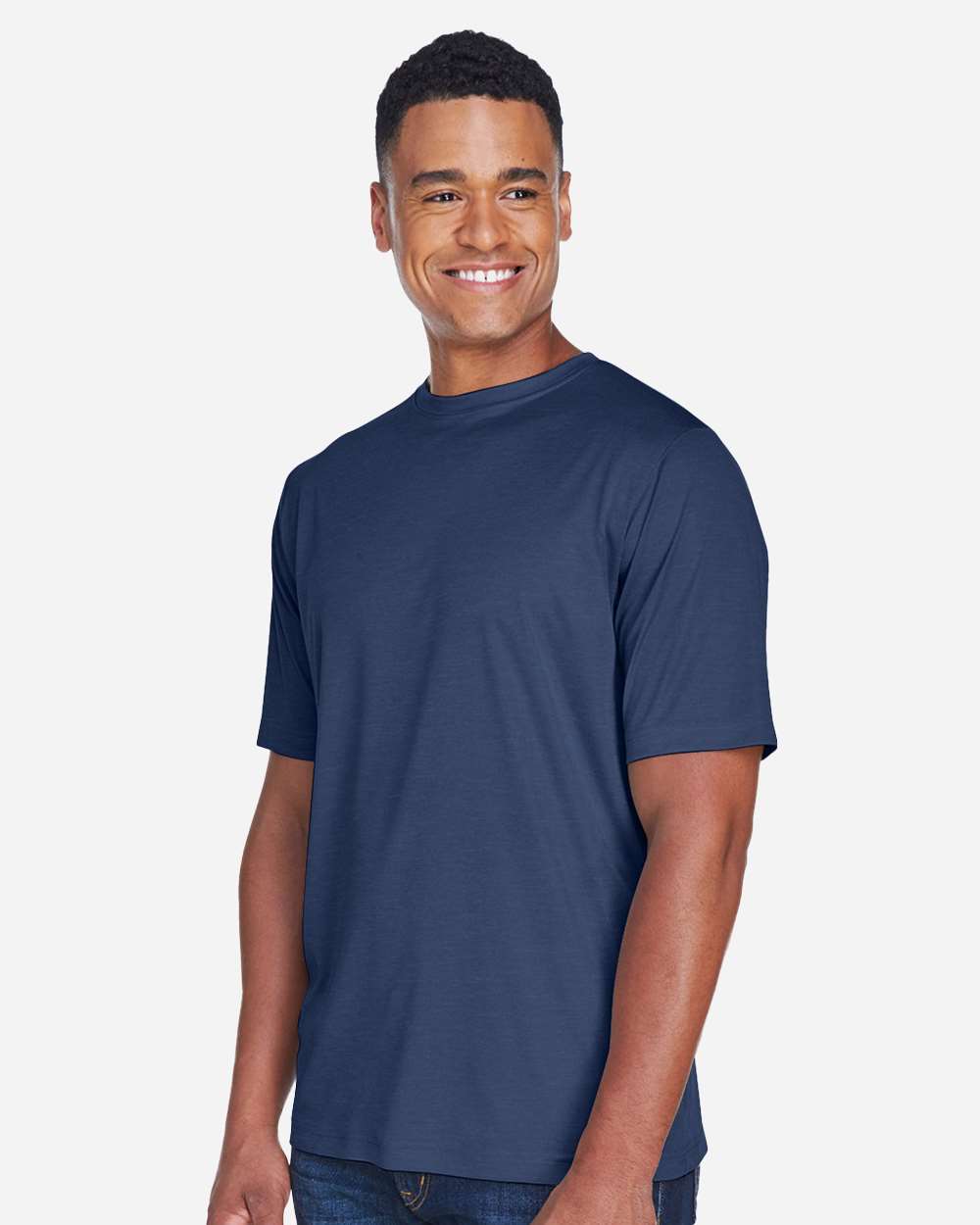 Men's Sonic Heather Performance T-Shirt - OnModelSide - B672D9652 - Sport Dark Navy Heather