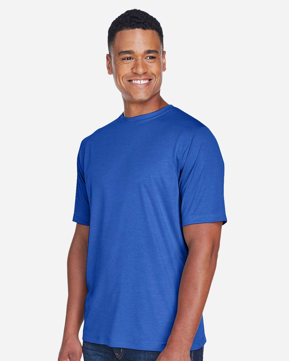 Men's Sonic Heather Performance T-Shirt - OnModelSide - B672D9752 - Sport Royal Heather