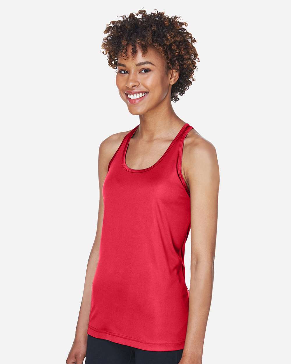 Women's Zone Performance Racerback Tank - OnModelSide - B682D9702 - Sport Red