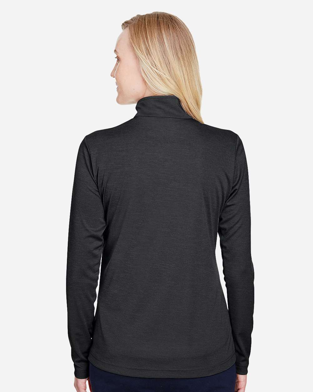 Women's Zone Sonic Heather Performance Quarter-Zip Pullover - OnModelBack - B702D9502 - Black Heather