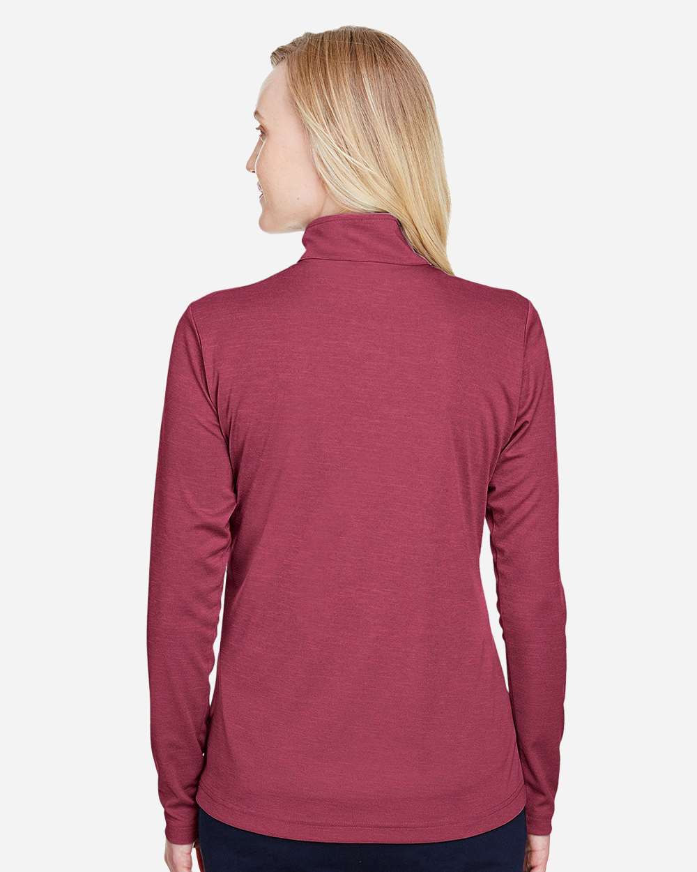Women's Zone Sonic Heather Performance Quarter-Zip Pullover - OnModelBack - B702D9532 - Sport Maroon Heather