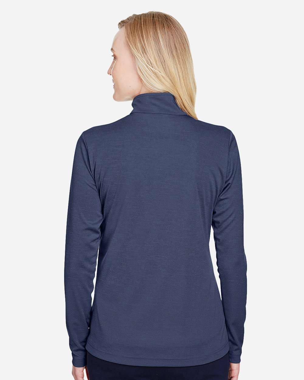 Women's Zone Sonic Heather Performance Quarter-Zip Pullover - OnModelBack - B702D9652 - Sport Dark Navy Heather