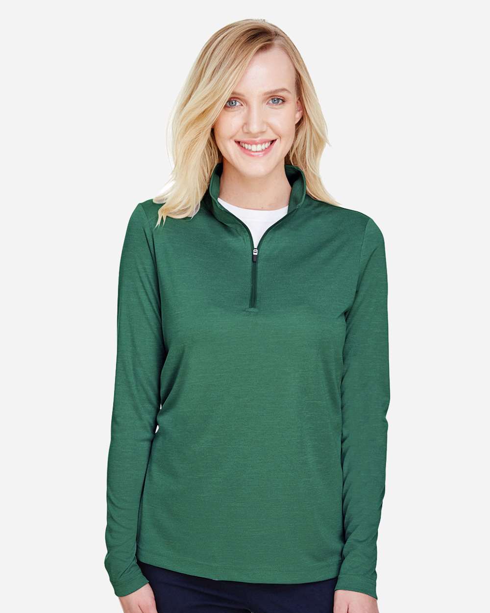 Women's Zone Sonic Heather Performance Quarter-Zip Pullover - OnModelFront - B702D9542 - Sport Forest Heather