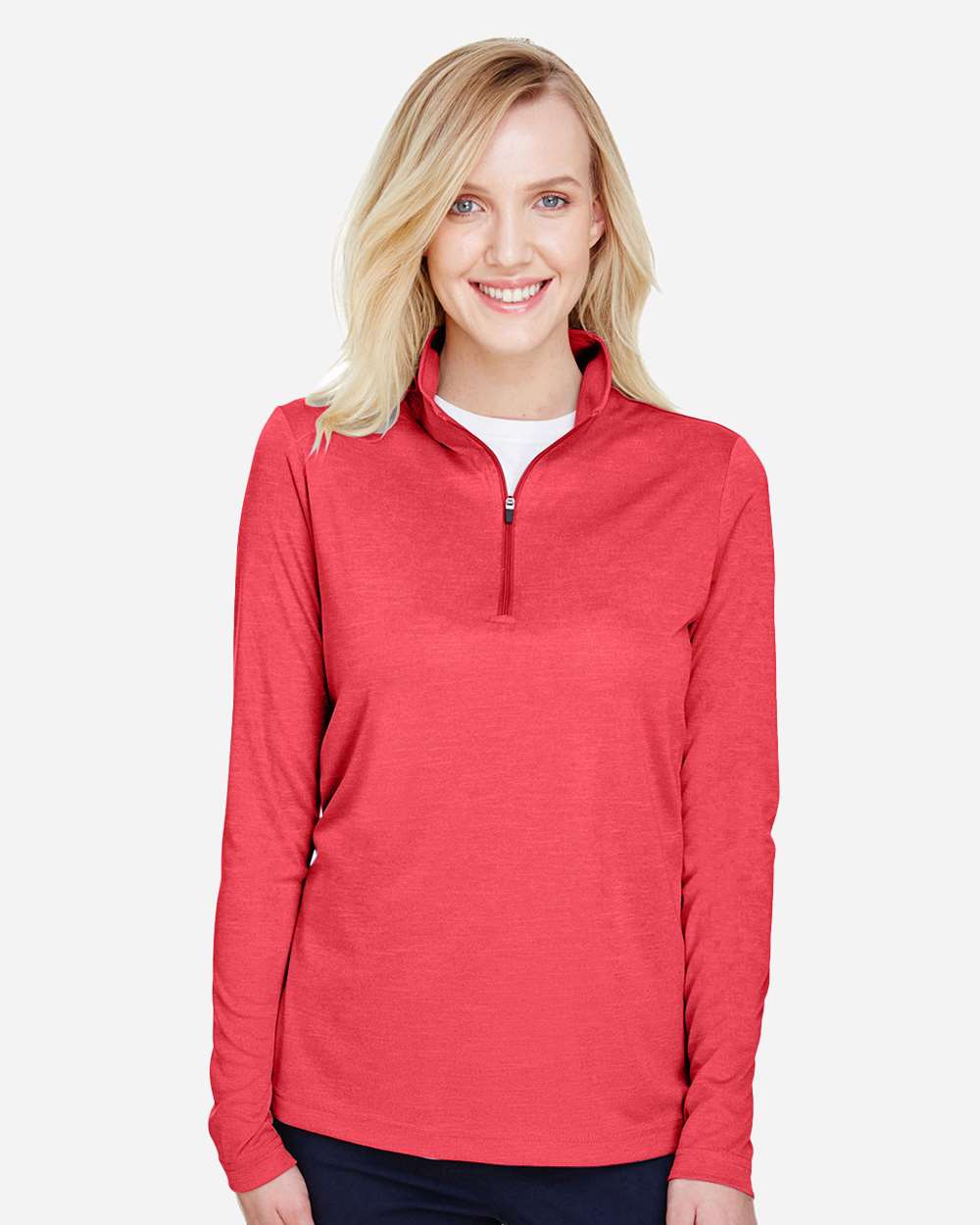 Women's Zone Sonic Heather Performance Quarter-Zip Pullover - OnModelFront - B702D9702 - Sport Red Heather