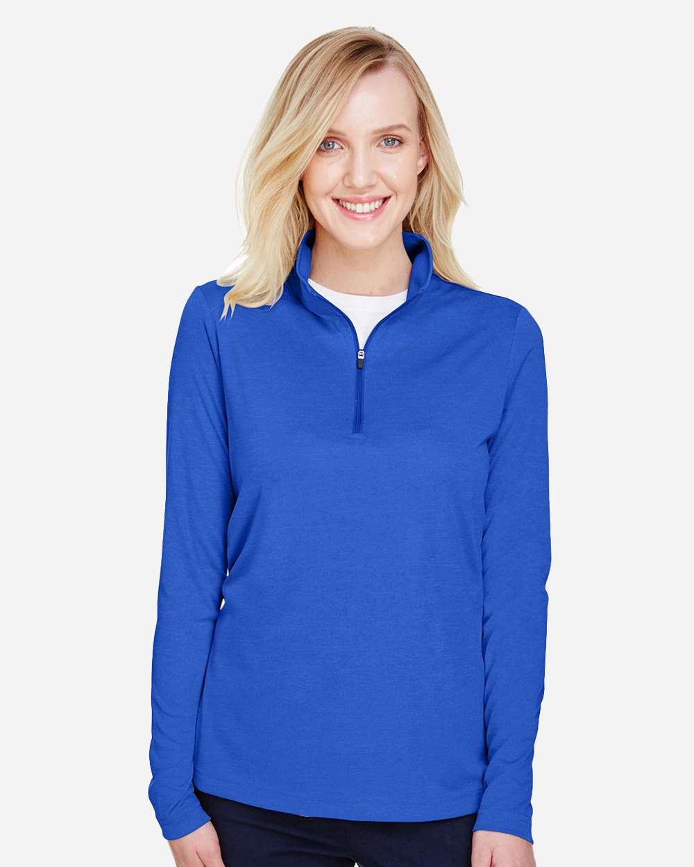 Women's Zone Sonic Heather Performance Quarter-Zip Pullover - OnModelFront - B702D9752 - Sport Royal Heather