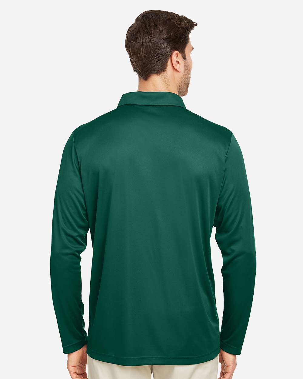 Men's Zone Performance Long Sleeve Polo - OnModelBack - B720D9072 - Sport Forest