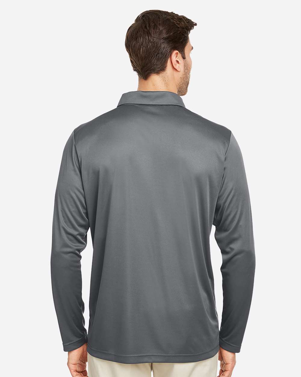 Men's Zone Performance Long Sleeve Polo - OnModelBack - B720D9132 - Sport Graphite