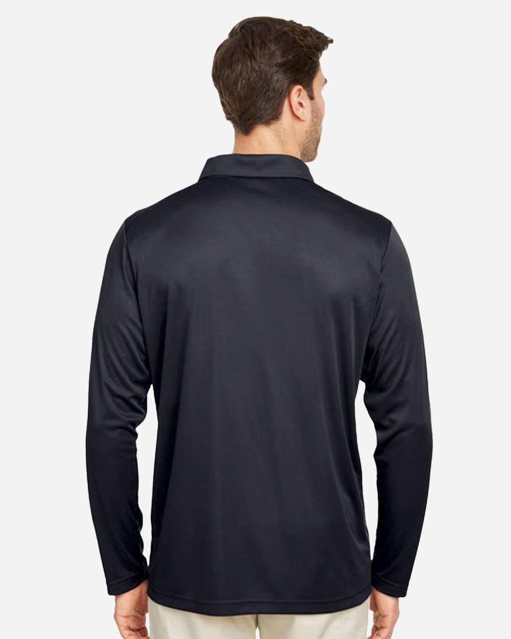 Men's Zone Performance Long Sleeve Polo - OnModelBack - B720D9502 - Black