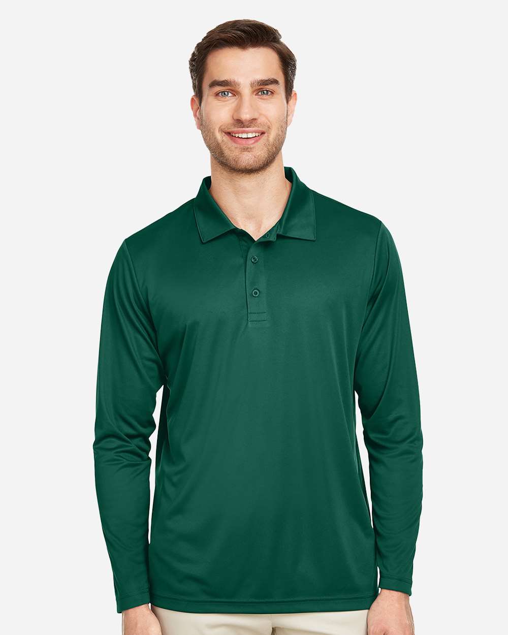 Men's Zone Performance Long Sleeve Polo - OnModelFront - B720D9072 - Sport Forest