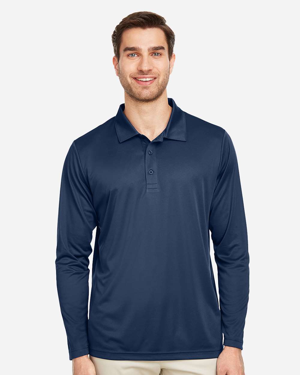 Men's Zone Performance Long Sleeve Polo - OnModelFront - B720D9652 - Sport Dark Navy