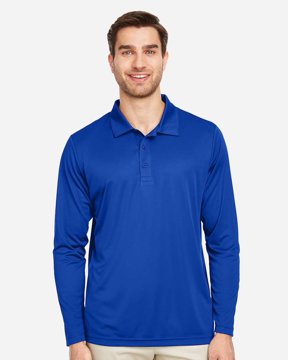 Men's Zone Performance Long Sleeve Polo - OnModelFront - B720D9752 - Sport Royal