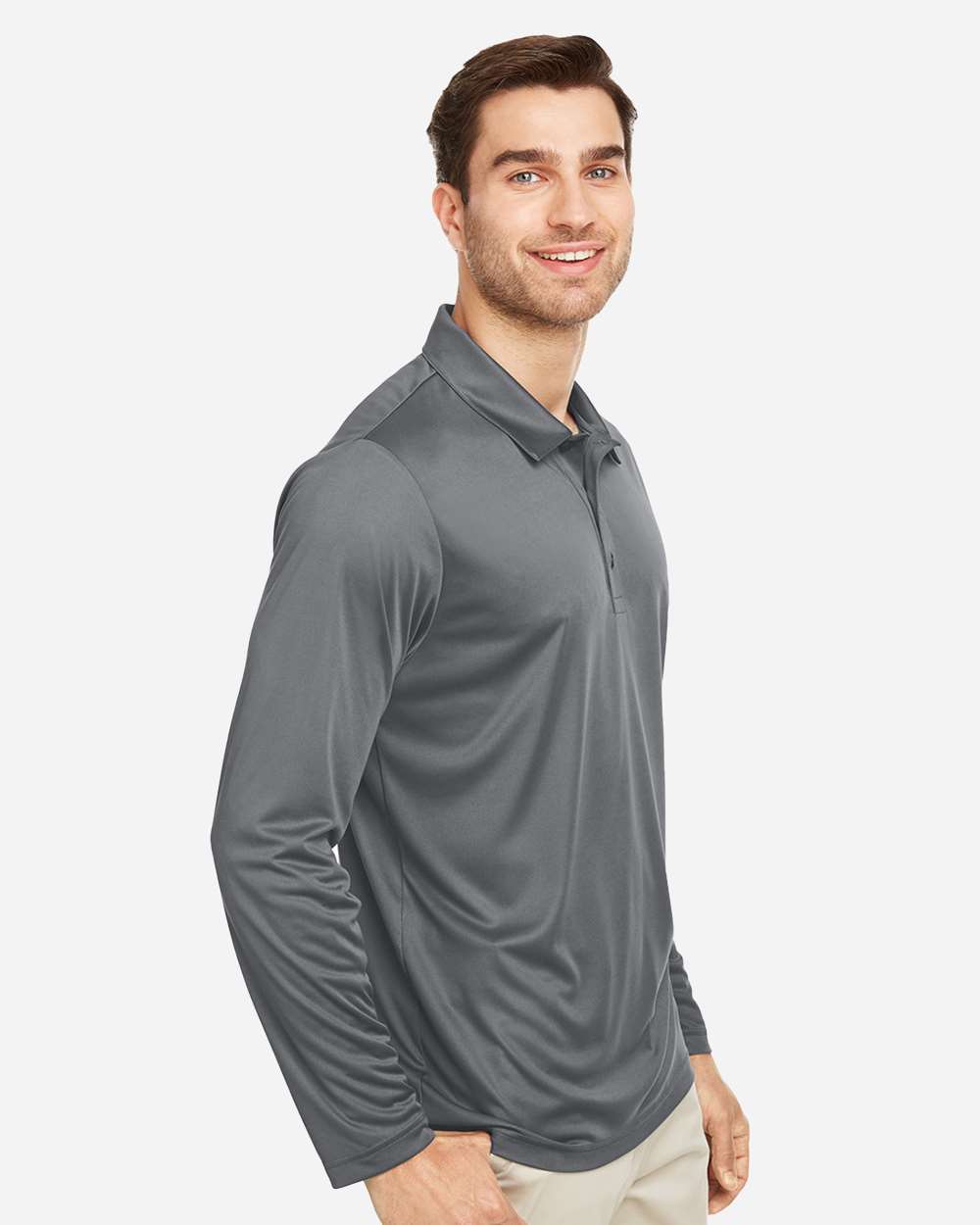 Men's Zone Performance Long Sleeve Polo - OnModelSide - B720D9132 - Sport Graphite