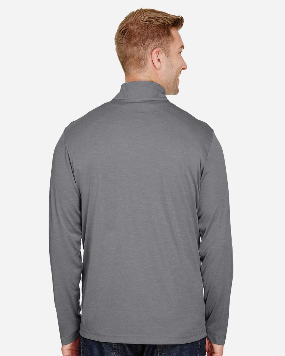 Men's Zone Sonic Heather Performance Quarter-Zip Pullover - OnModelBack - B701D9022 - Dark Grey Heather