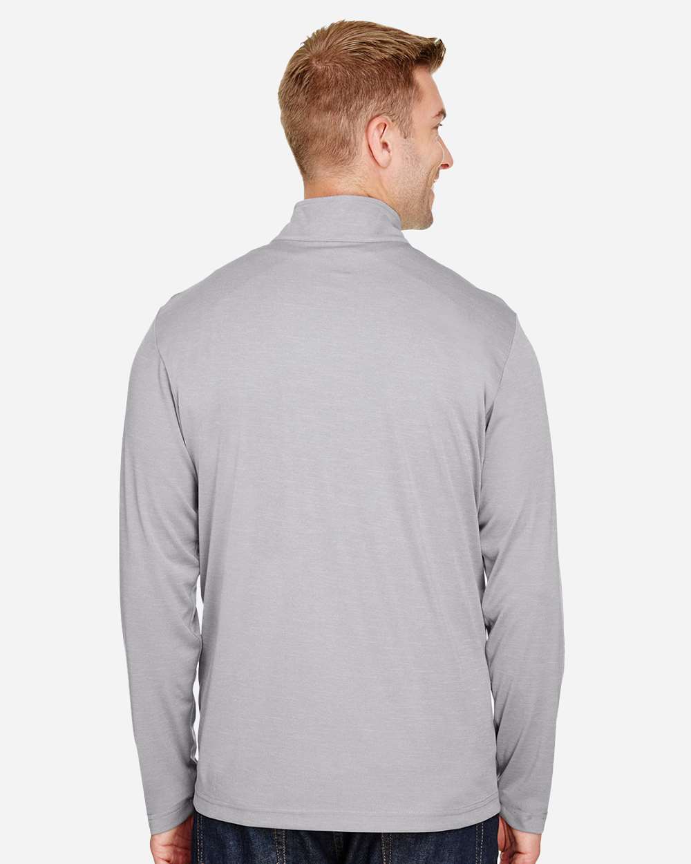 Men's Zone Sonic Heather Performance Quarter-Zip Pullover - OnModelBack - B701D9102 - Athletic Heather