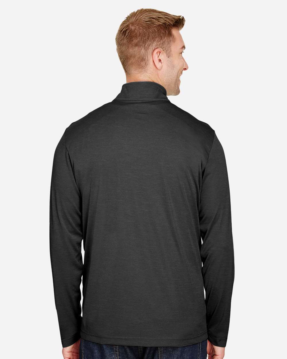 Men's Zone Sonic Heather Performance Quarter-Zip Pullover - OnModelBack - B701D9502 - Black Heather