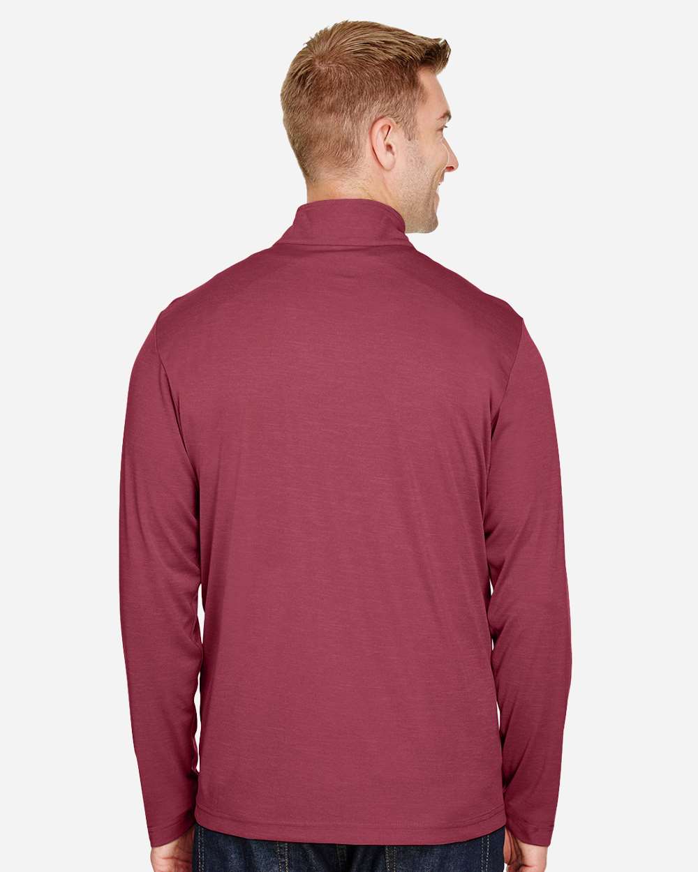 Men's Zone Sonic Heather Performance Quarter-Zip Pullover - OnModelBack - B701D9532 - Sport Maroon Heather