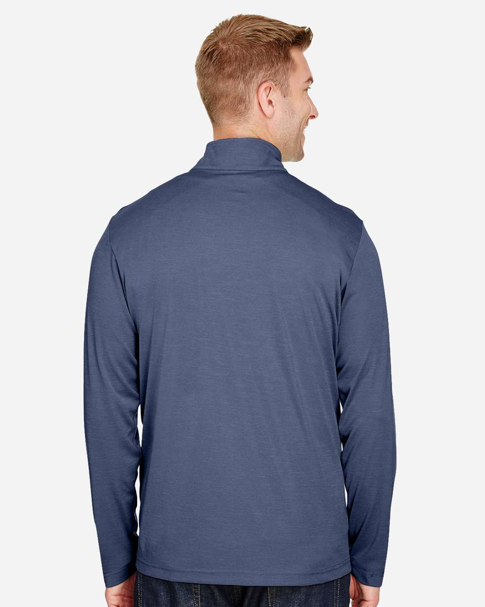 Men's Zone Sonic Heather Performance Quarter-Zip Pullover - OnModelBack - B701D9652 - Sport Dark Navy Heather