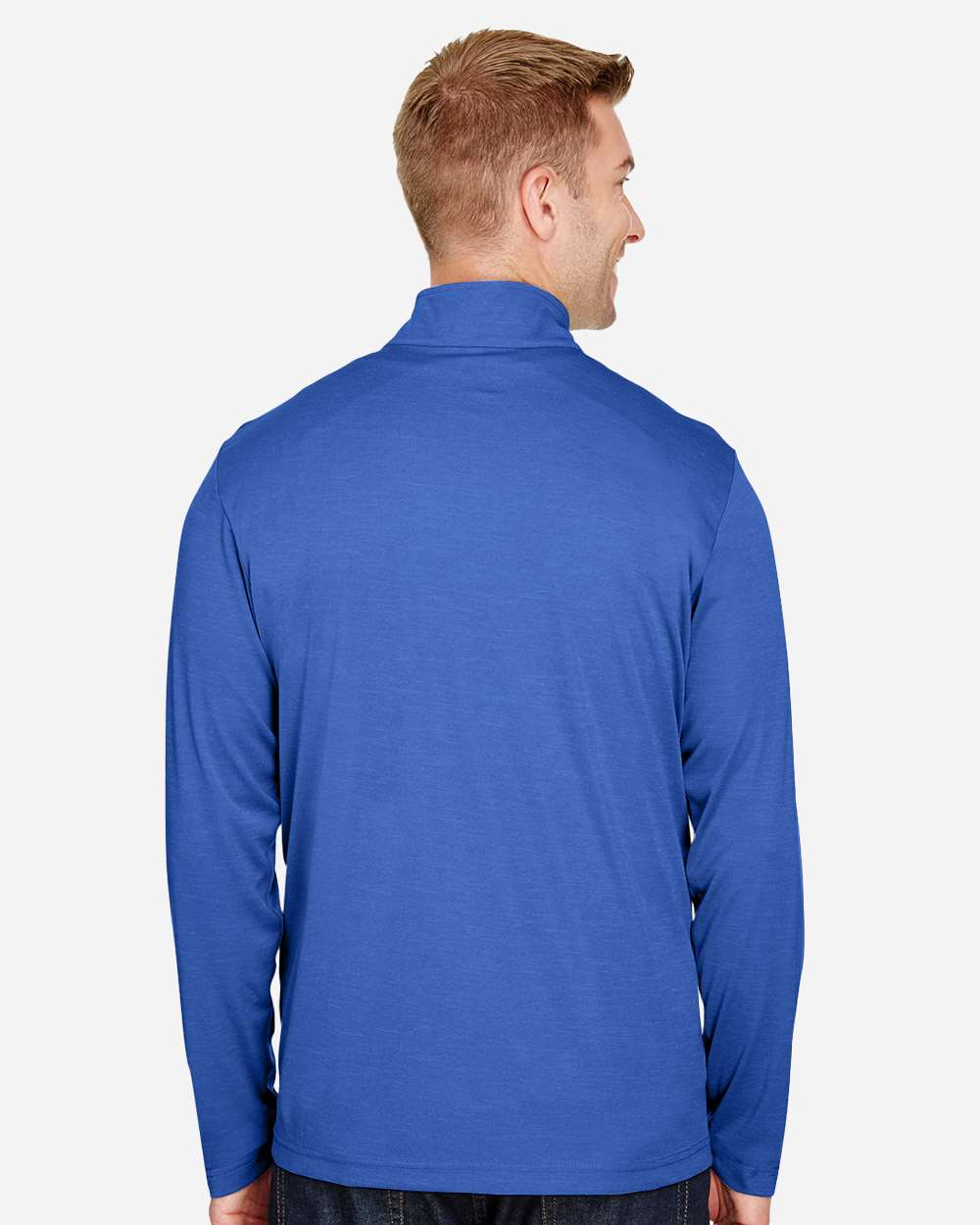 Men's Zone Sonic Heather Performance Quarter-Zip Pullover - OnModelBack - B701D9752 - Sport Royal Heather