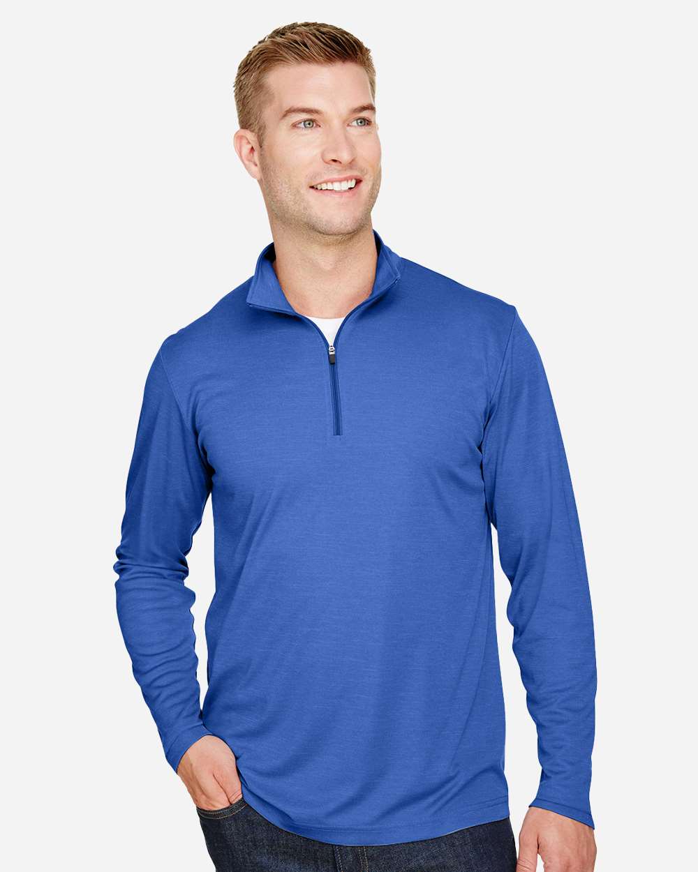 Men's Zone Sonic Heather Performance Quarter-Zip Pullover - OnModelFront - B701D9752 - Sport Royal Heather