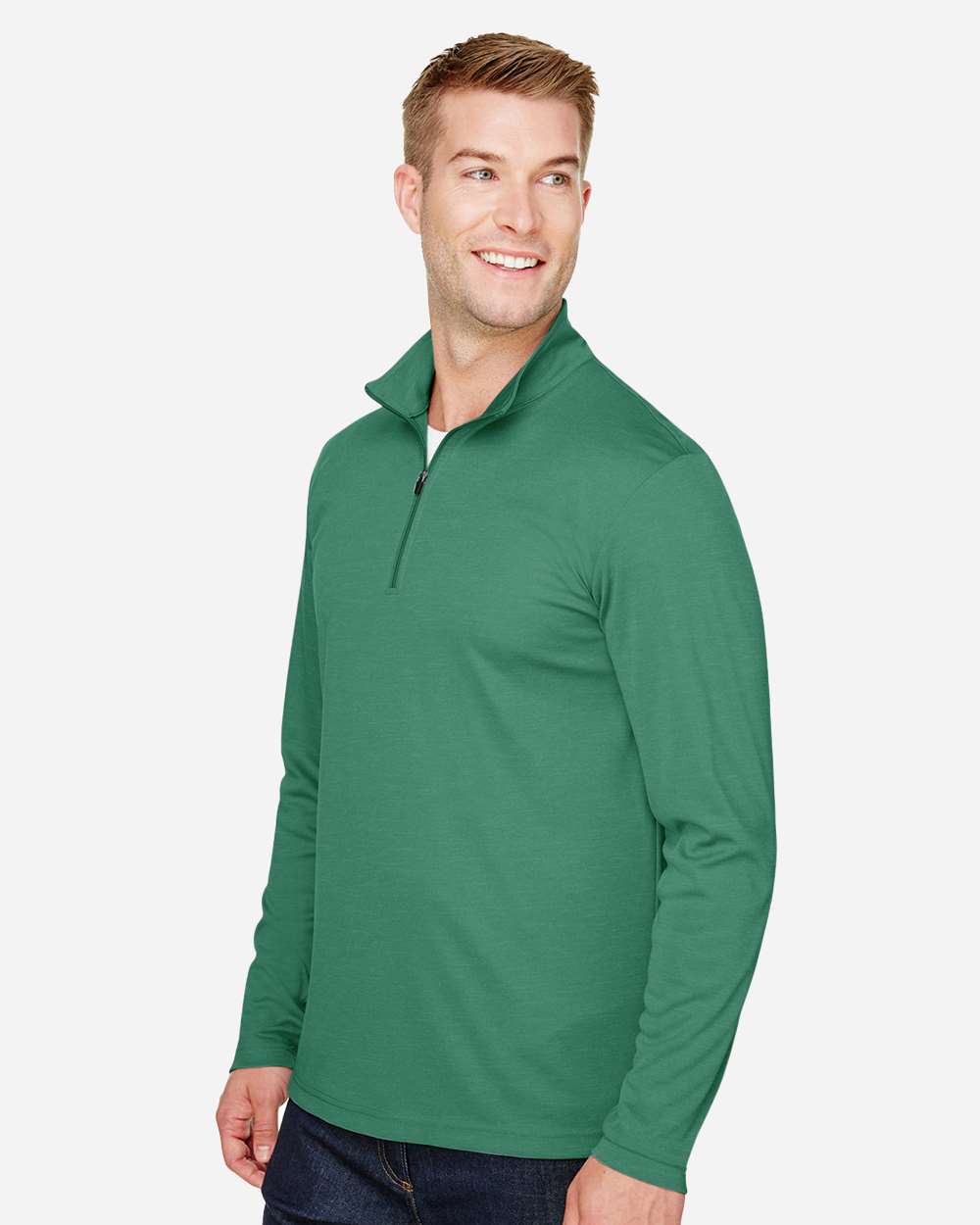 Men's Zone Sonic Heather Performance Quarter-Zip Pullover - OnModelSide - B701D9542 - Sport Forest Heather