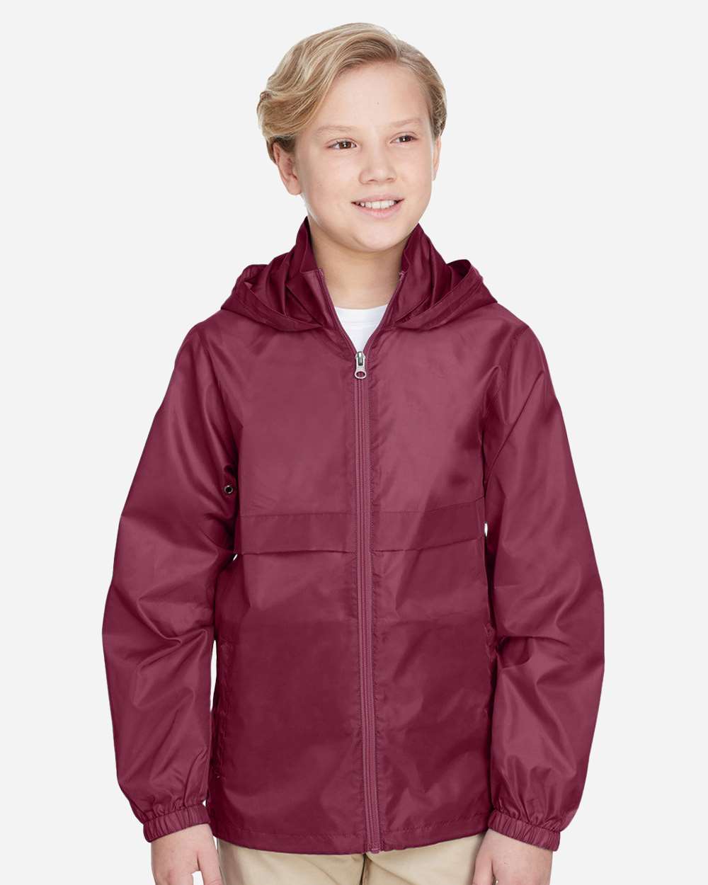 Youth Zone Protect Lightweight Jacket - OnModelFront - B730D9533 - Sport Maroon