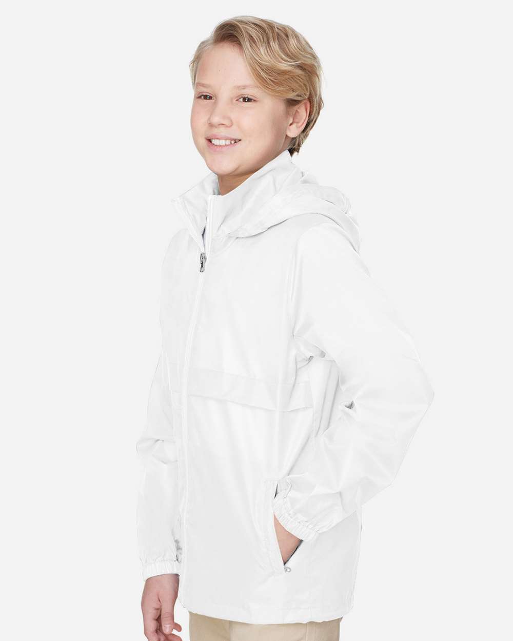 Youth Zone Protect Lightweight Jacket - OnModelSide - B730D9003 - White