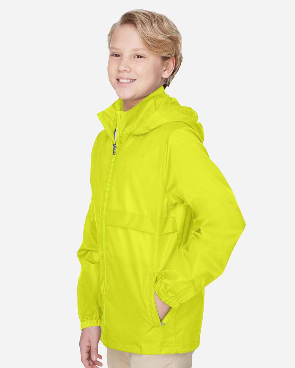 Youth Zone Protect Lightweight Jacket - OnModelSide - B730D9174 - Safety Yellow