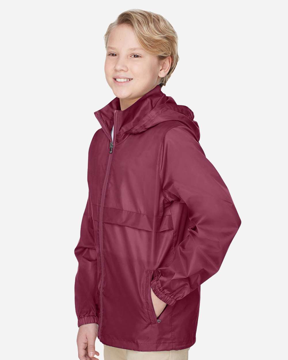 Youth Zone Protect Lightweight Jacket - OnModelSide - B730D9533 - Sport Maroon