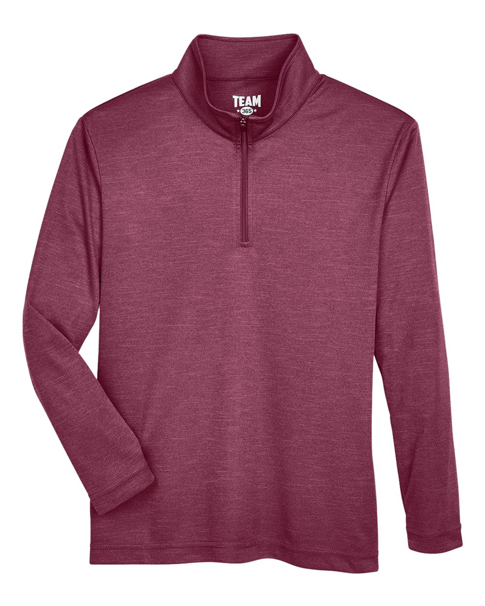 Youth Zone Sonic Heather Performance Quarter-Zip Pullolver - Front - B703D9533 - Sport Maroon Heather