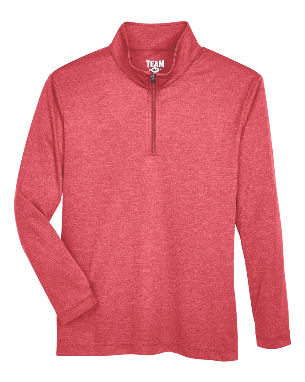 Youth Zone Sonic Heather Performance Quarter-Zip Pullolver - Front - B703D9703 - Sport Red Heather