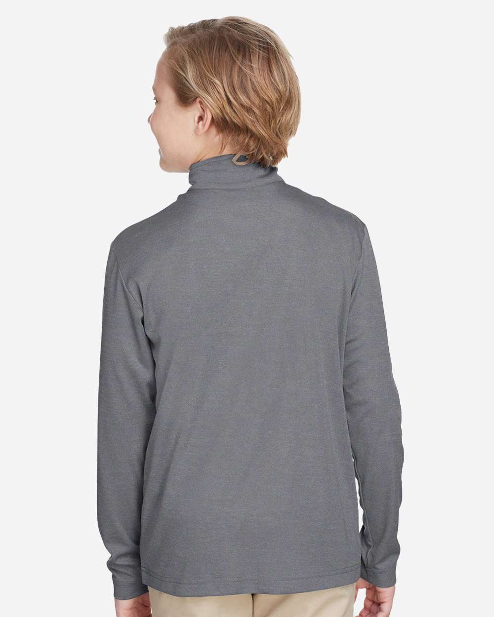 Youth Zone Sonic Heather Performance Quarter-Zip Pullolver - OnModelBack - B703D9023 - Dark Grey Heather