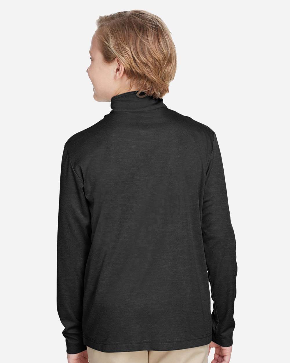 Youth Zone Sonic Heather Performance Quarter-Zip Pullolver - OnModelBack - B703D9503 - Black Heather