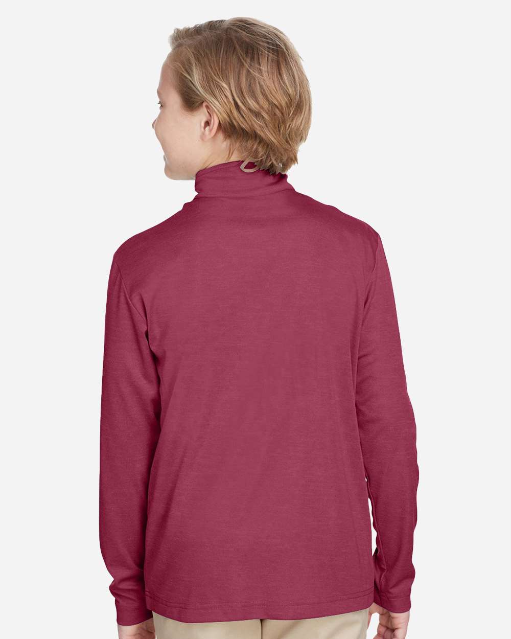 Youth Zone Sonic Heather Performance Quarter-Zip Pullolver - OnModelBack - B703D9533 - Sport Maroon Heather