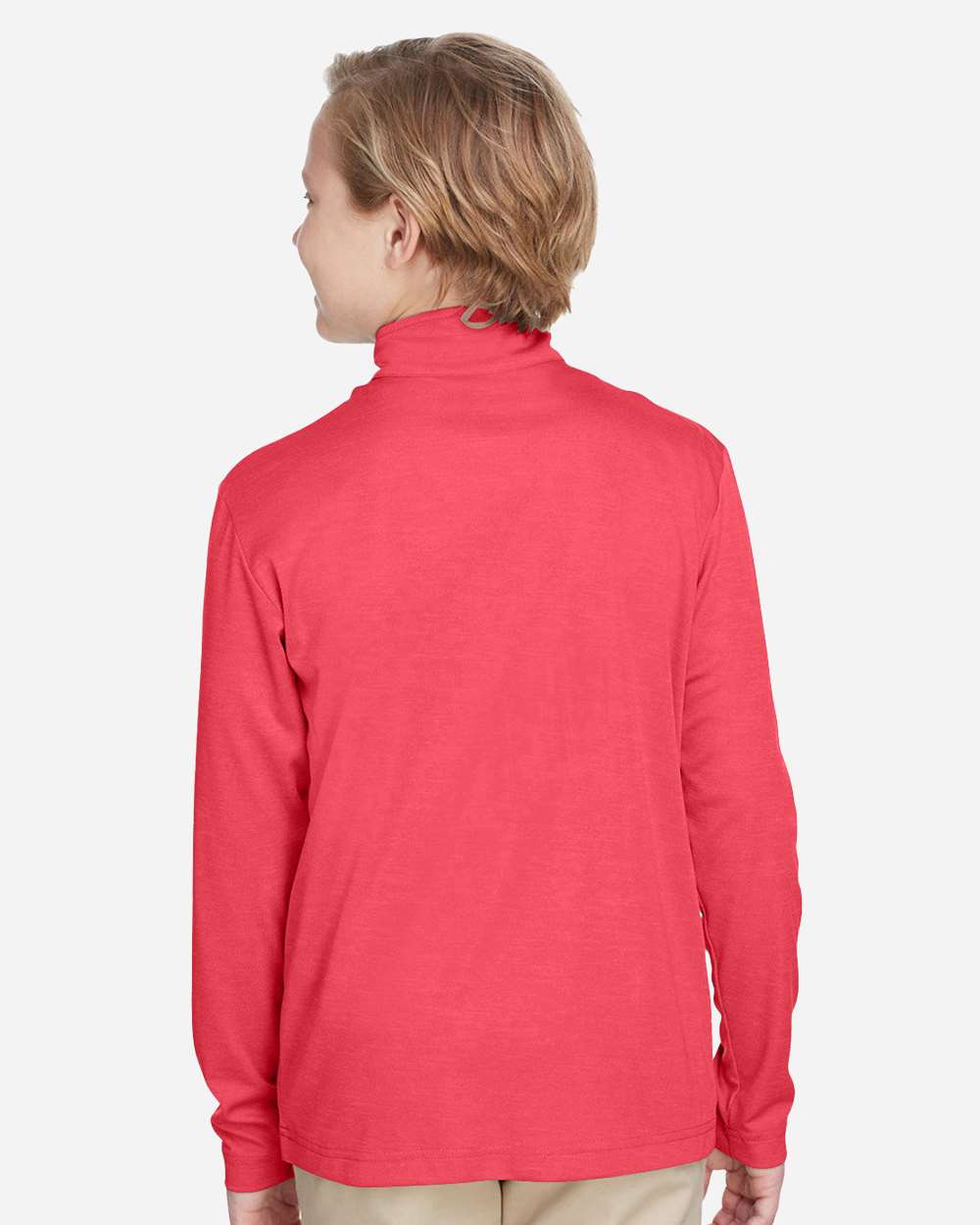Youth Zone Sonic Heather Performance Quarter-Zip Pullolver - OnModelBack - B703D9703 - Sport Red Heather