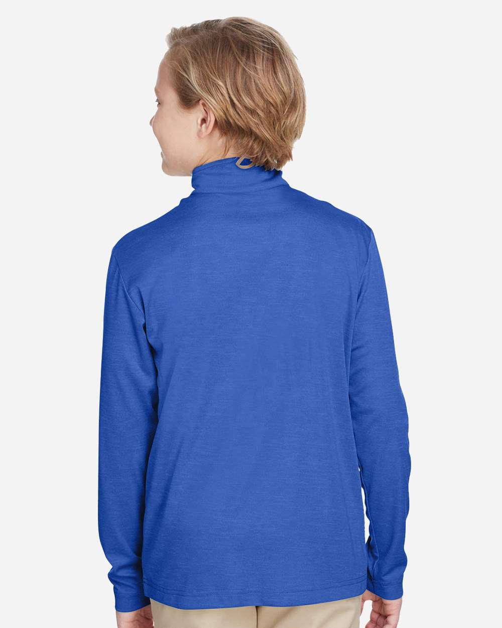 Youth Zone Sonic Heather Performance Quarter-Zip Pullolver - OnModelBack - B703D9753 - Sport Royal Heather