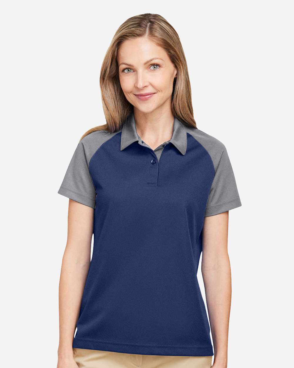 Women's Command Snag-Protection Colorblock Polo - OnModelFront - B692D9652 - Sport Dark Navy Heather/ Sport Graphite