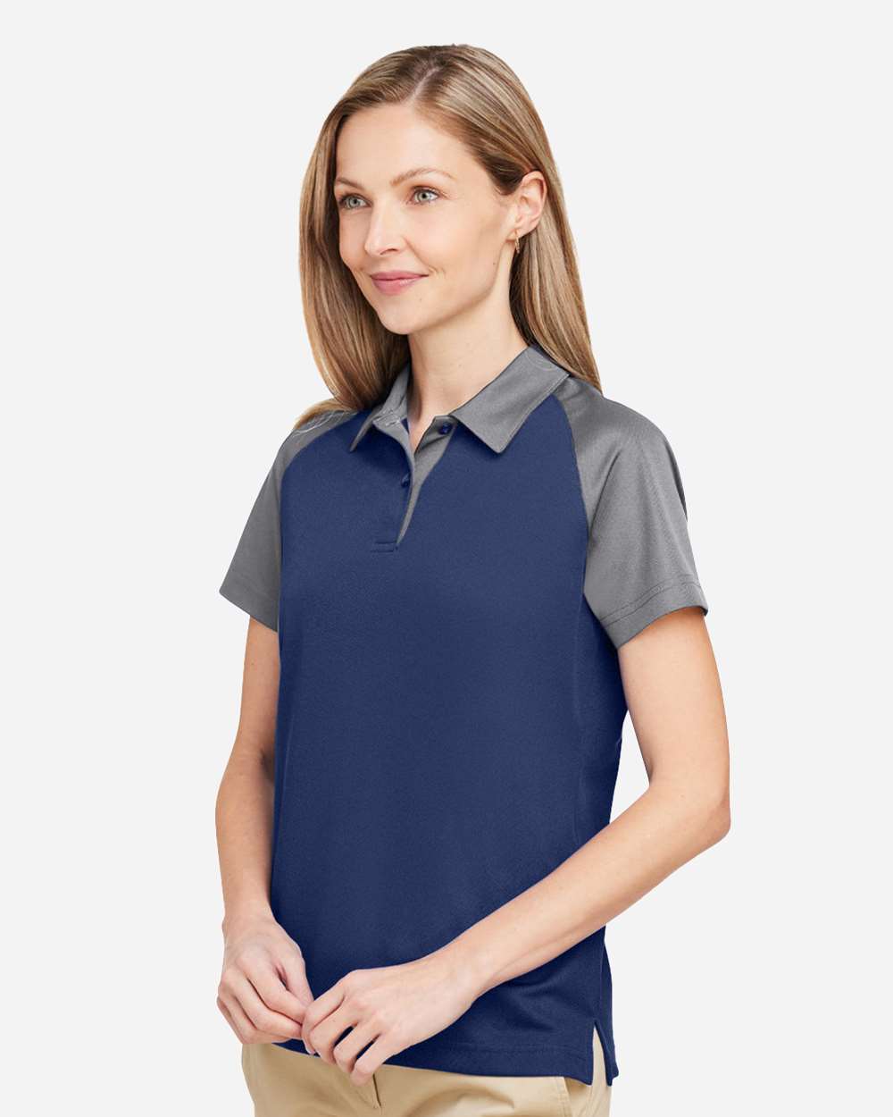 Women's Command Snag-Protection Colorblock Polo - OnModelSide - B692D9652 - Sport Dark Navy Heather/ Sport Graphite