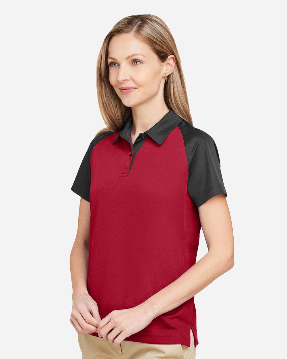 Women's Command Snag-Protection Colorblock Polo - OnModelSide - B692D9702 - Sport Red/ Black