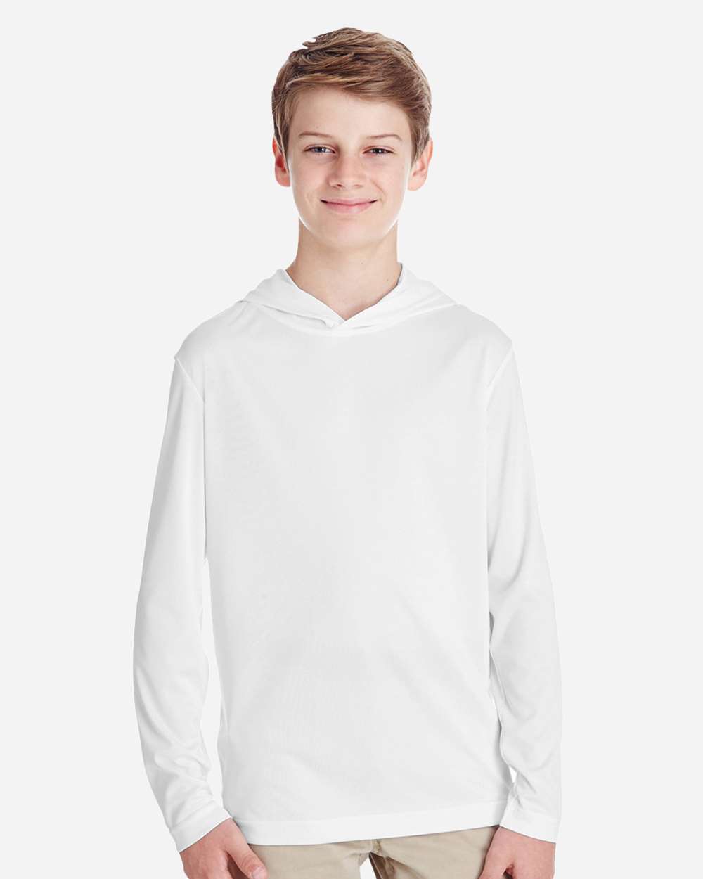 Youth Zone Performance Hooded T-Shirt - OnModelFront - B713D9003 - White