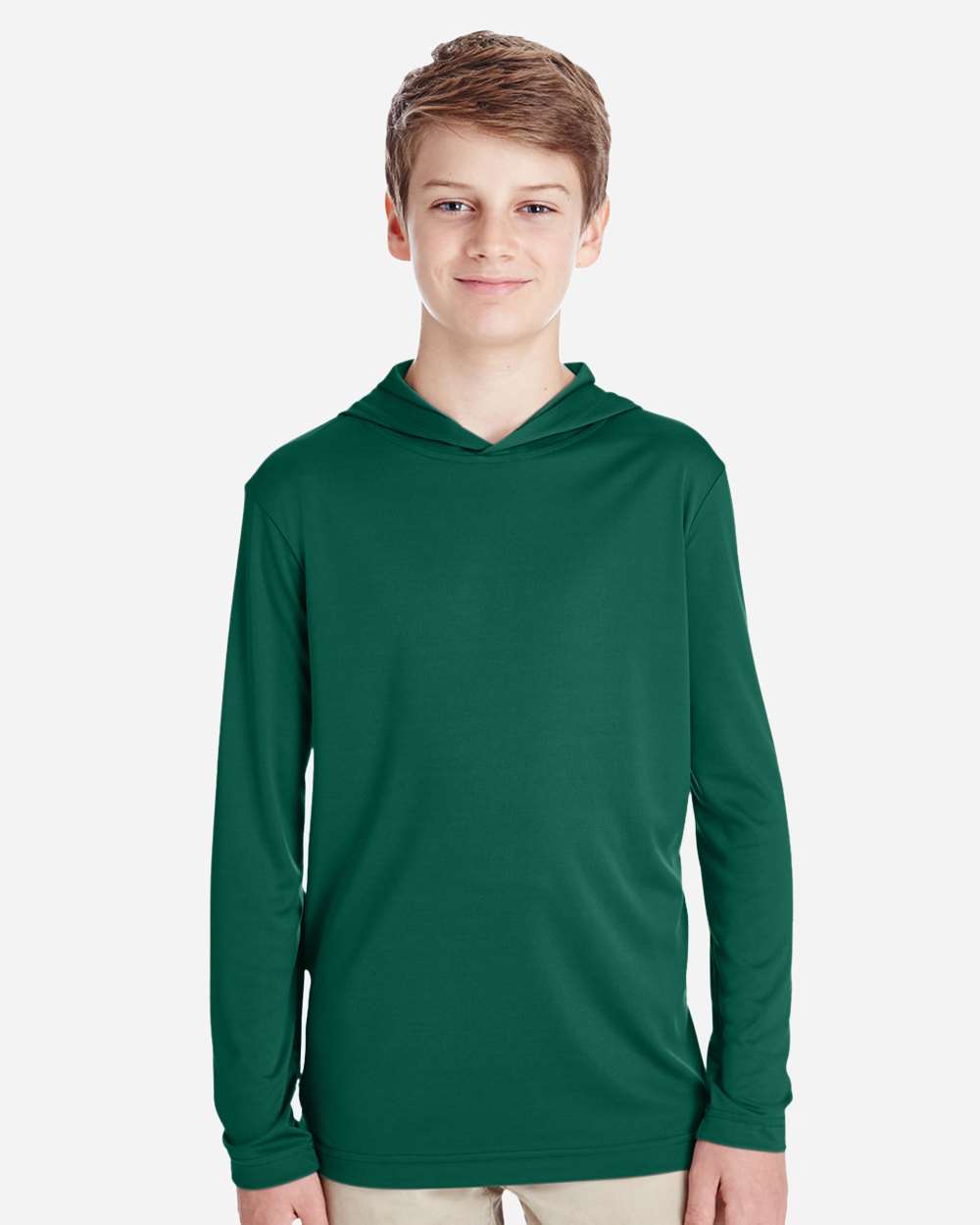 Youth Zone Performance Hooded T-Shirt - OnModelFront - B713D9073 - Sport Forest