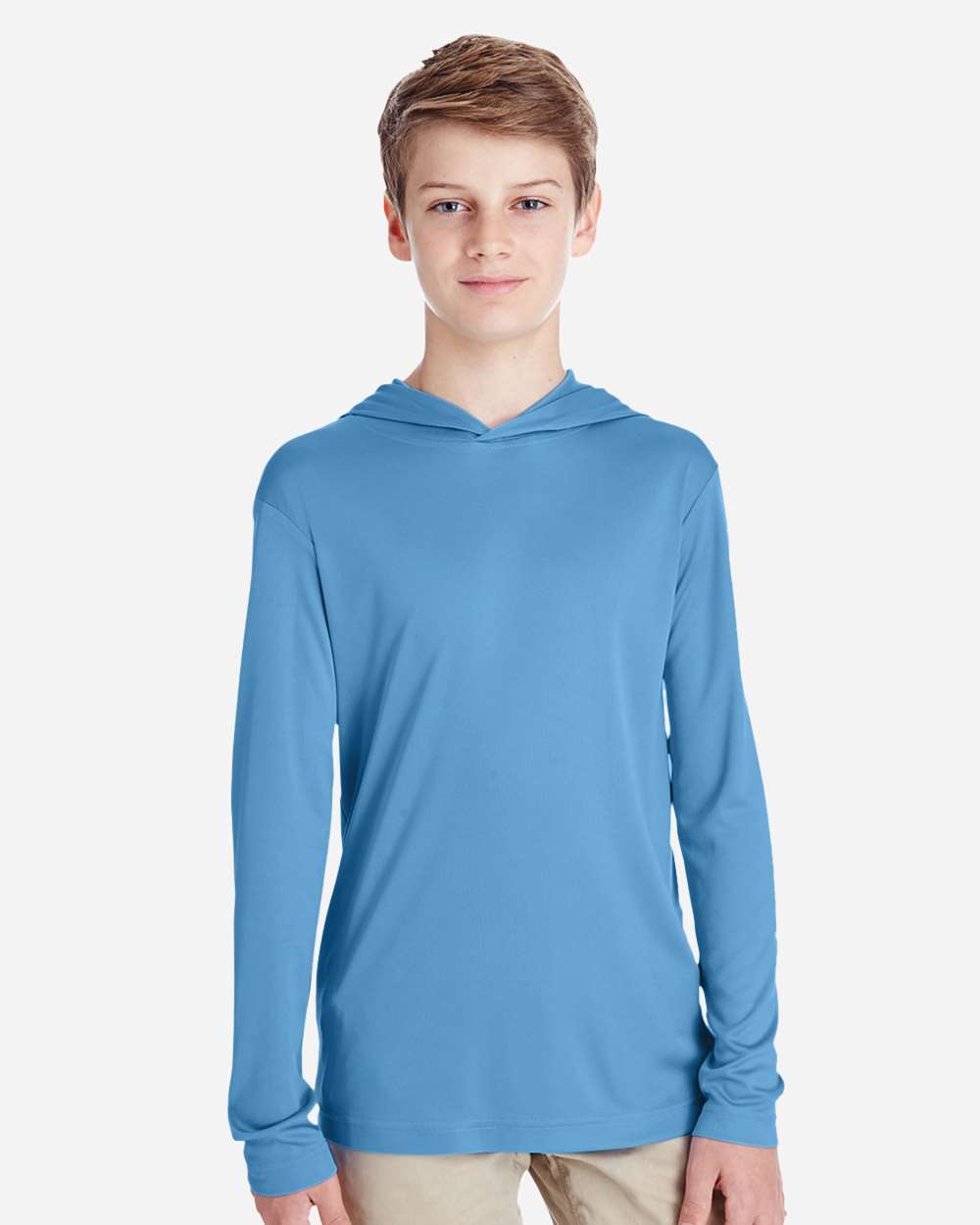 Youth Zone Performance Hooded T-Shirt - OnModelFront - B713D9253 - Sport Light Blue